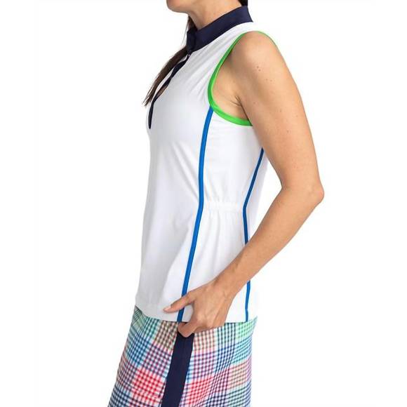 NEW KINONA make it snappy sleeveless golf top in white - Picture 2 of 4